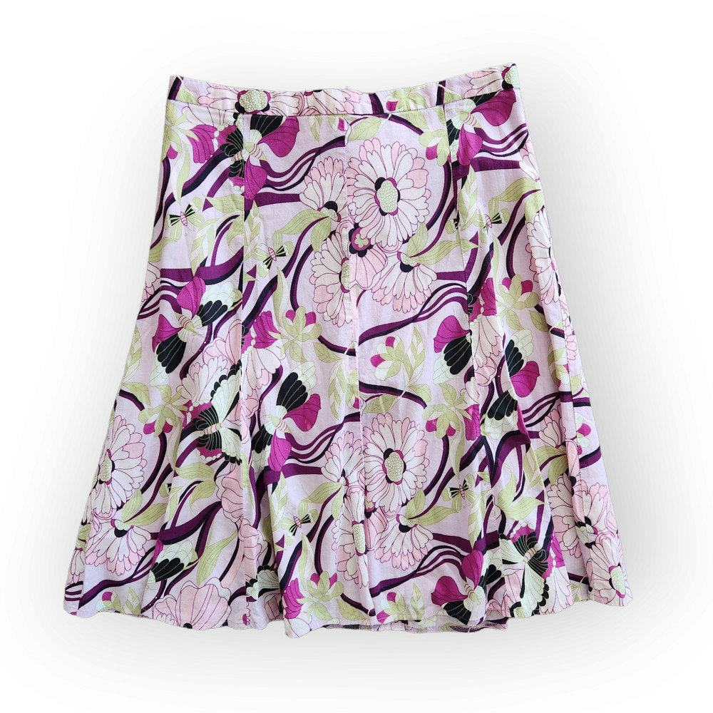 Vintage Byerwear Cotton Pink Butterfly Floral A-Line Skirt 28